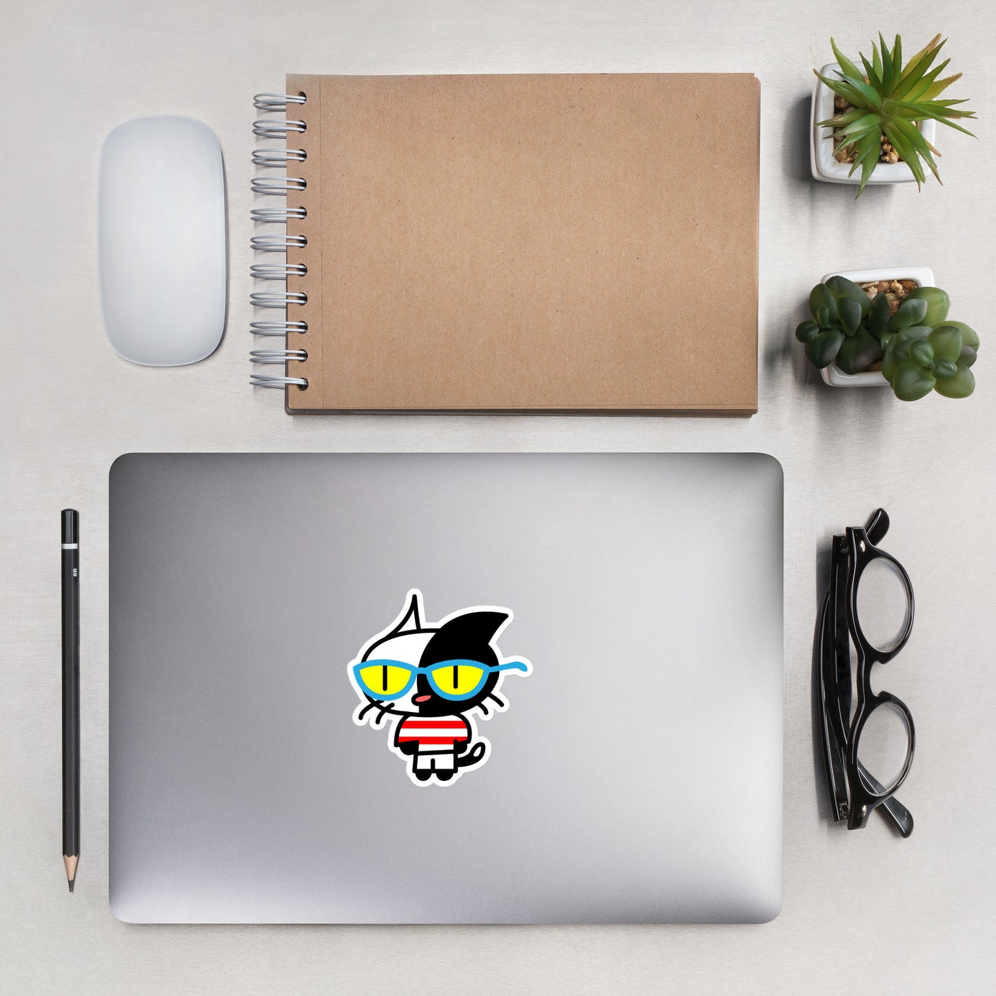 Cool Kitty with Summer Stripes -  Odd Carl Vinyl Sticker