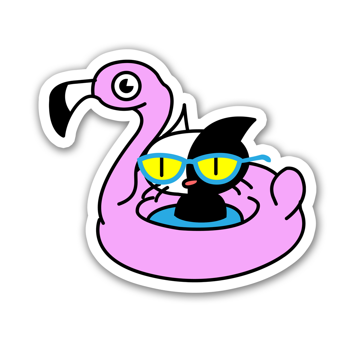 Floating Flamingo Kitty -  Odd Carl Vinyl Sticker