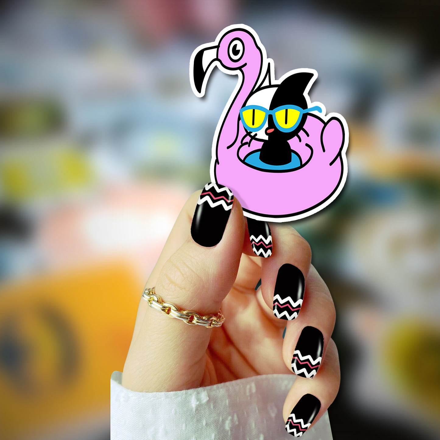 Floating Flamingo Kitty -  Odd Carl Vinyl Sticker