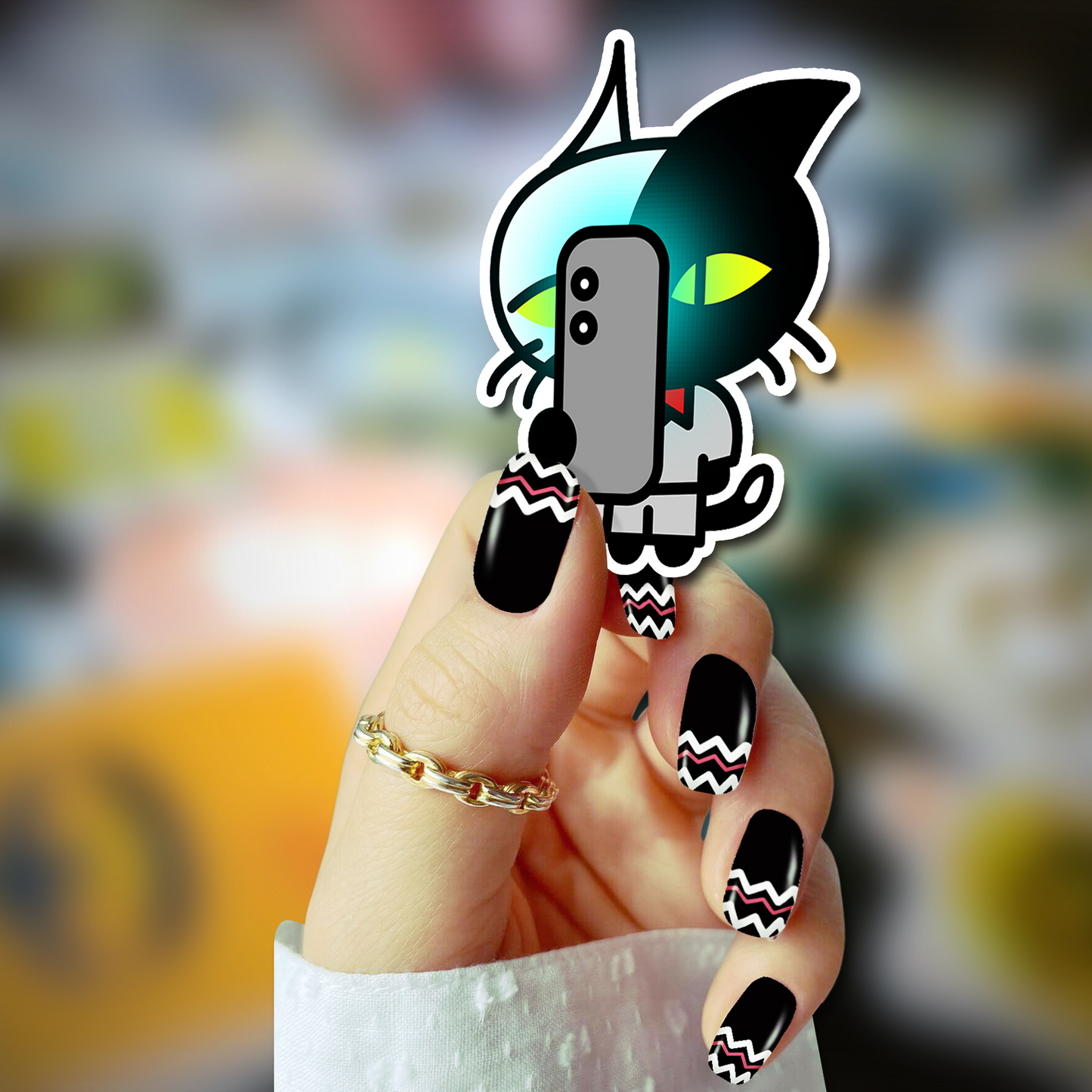 Kitty on the Phone -  Odd Carl Vinyl Sticker