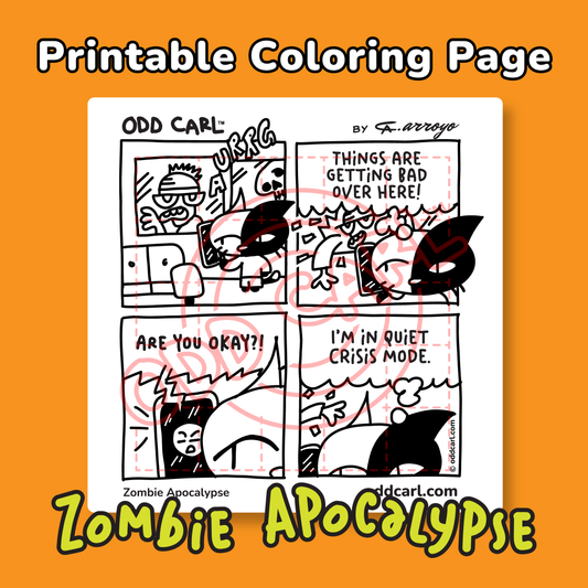 Digital Download • 🧟‍♂️  Zombie Apocalypse Coloring Page 🧟‍♀️ • ODD CARL