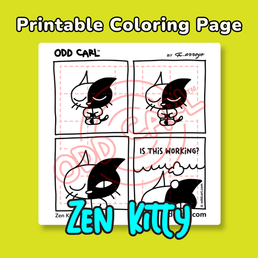 Digital Download • 🧘‍♂️  Zen Kitty Coloring Page 😸 • ODD CARL